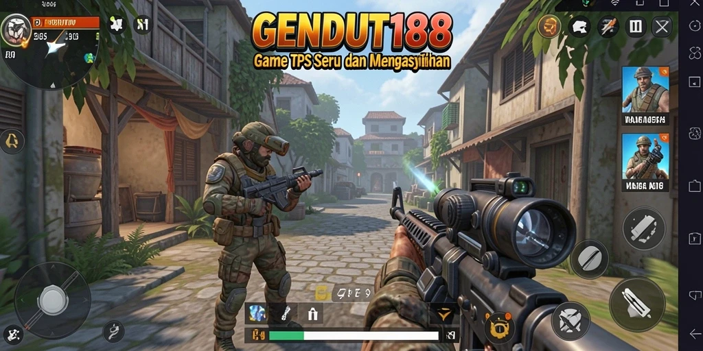 Gameplay seru dalam GENDUT188 dengan berbagai karakter dan senjata.