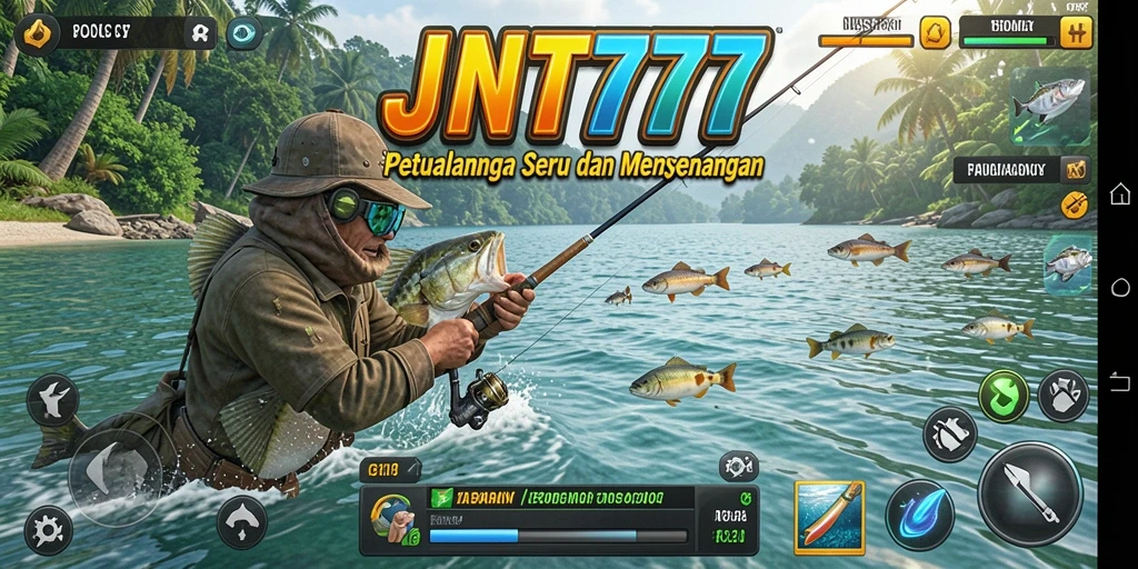 Screenshot gameplay menunjukkan suasana memancing yang menakjubkan di JNT777.