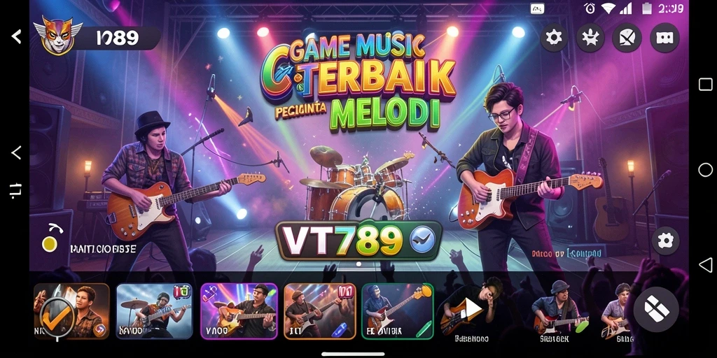 Tampilan gameplay menarik VT789 dengan berbagai lagu.